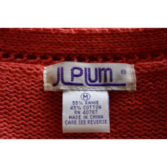 J.L. Plum Womens Button-Up Knit Cardigan Sweater Coral Size Medium - Picture 6 of 6
